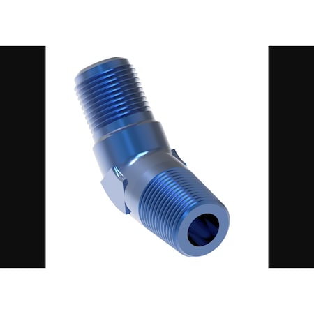 Aeroquip 45 Degree -6 AN Male To 1/2 Inch Pipe Thread, Anodized, Blue, Aluminum FBM2443